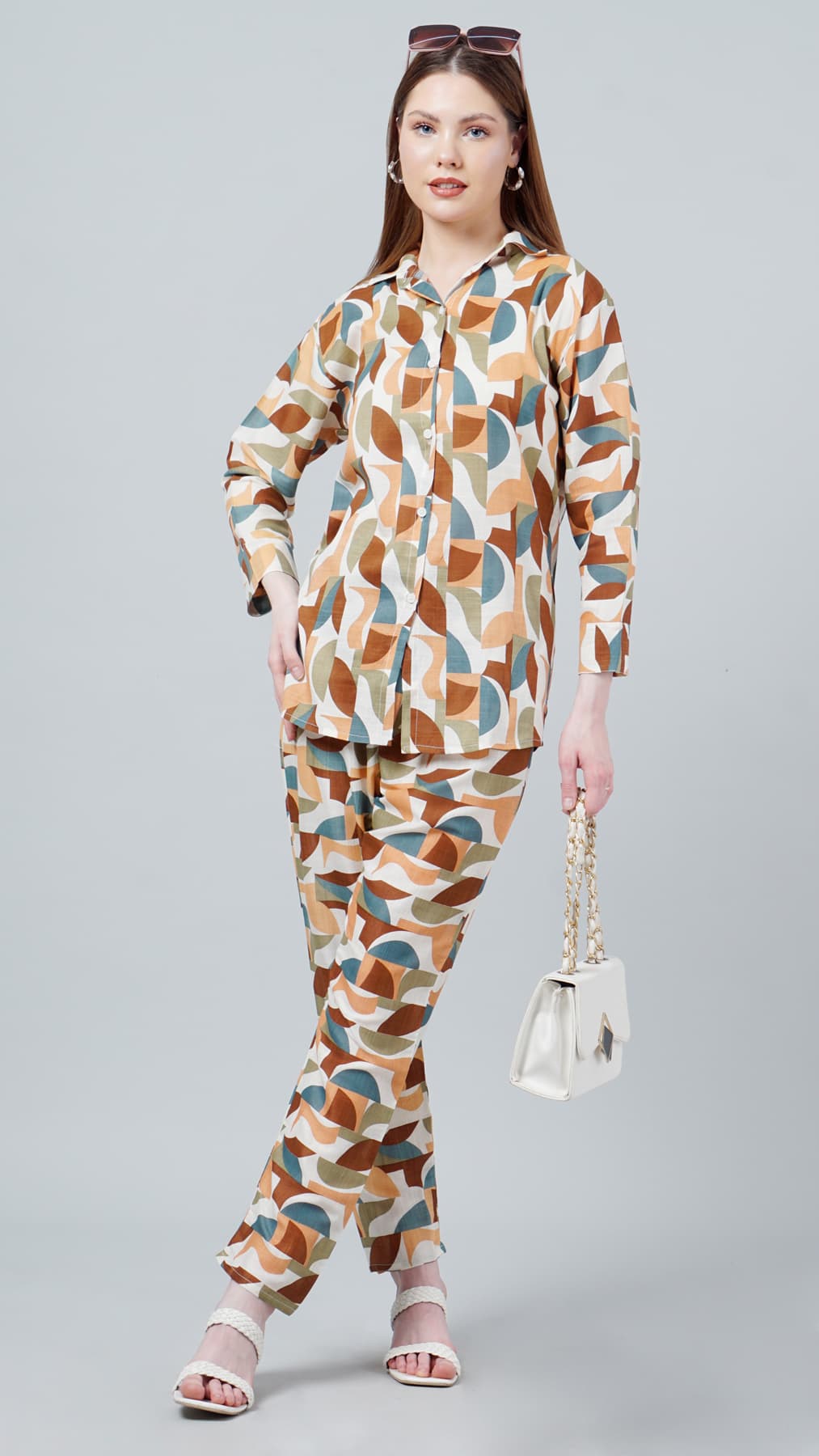 Geometry Printed Shirt and Trousers Co-ord Set