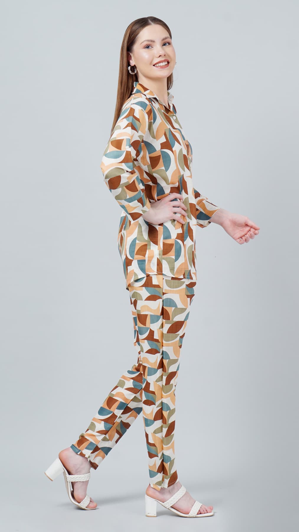 Geometry Printed Shirt and Trousers Co-ord Set