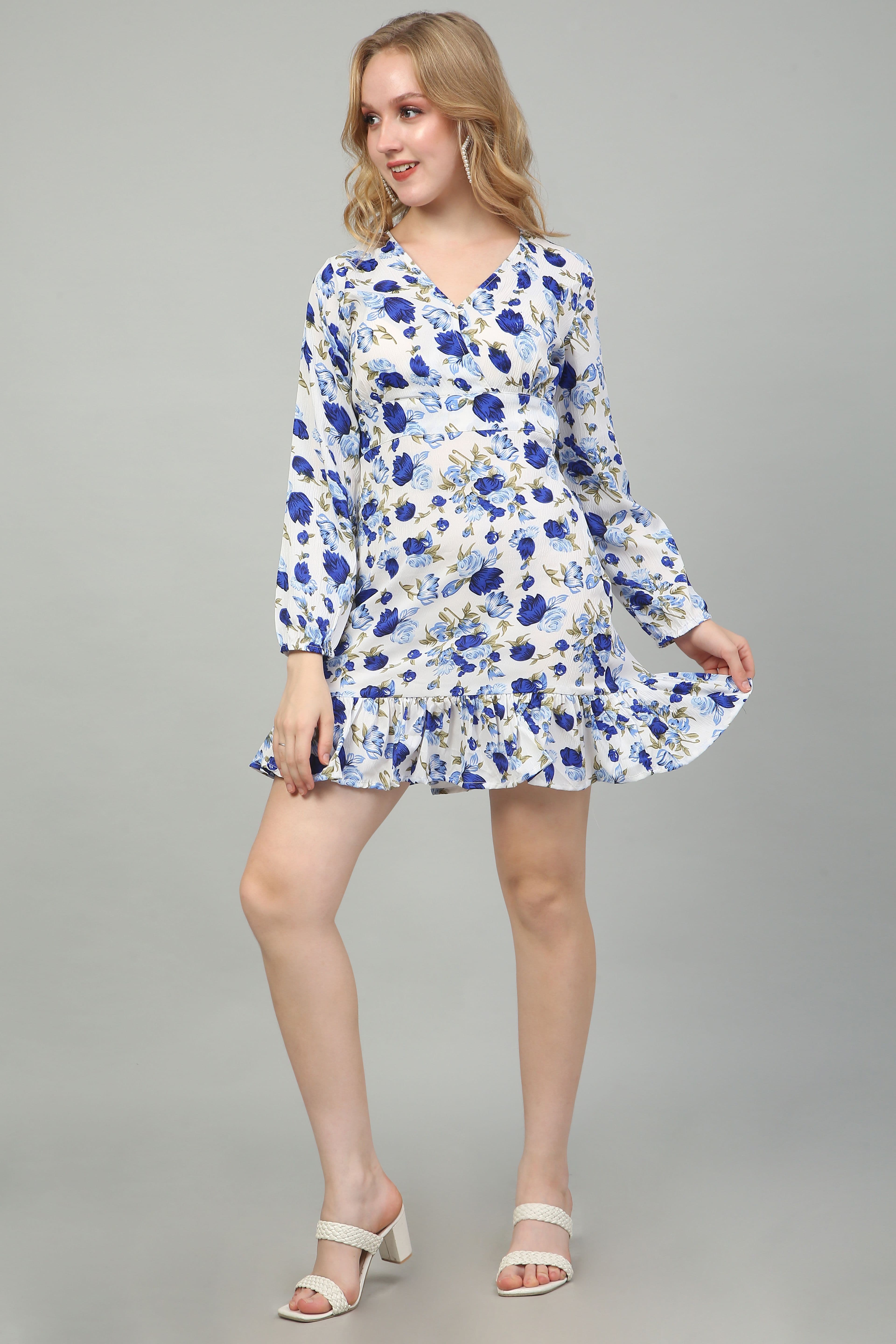 Floral Ruffle-Hem Dress