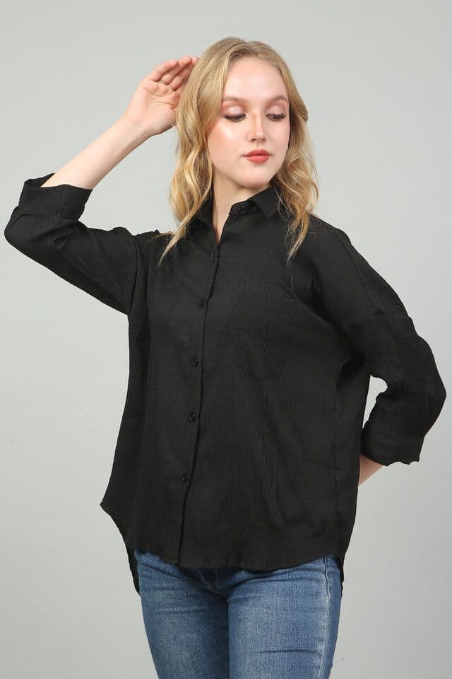 Red Textured Oversized Shirt