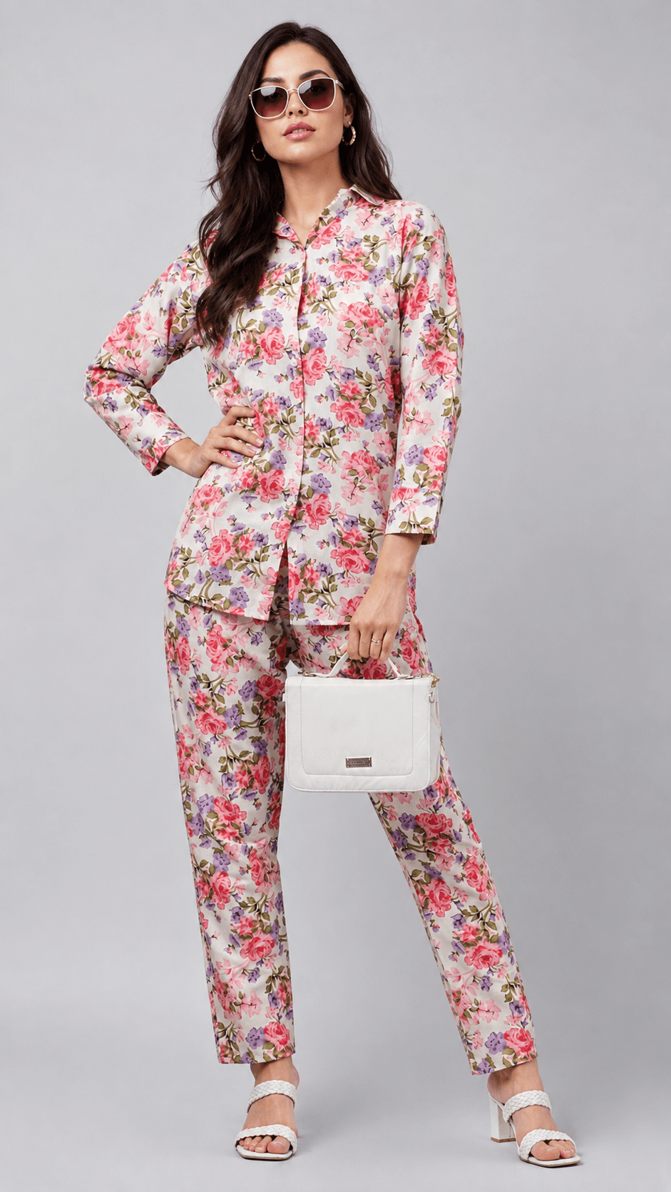 Floral Printed Shirt and Trousers Co-ord Set