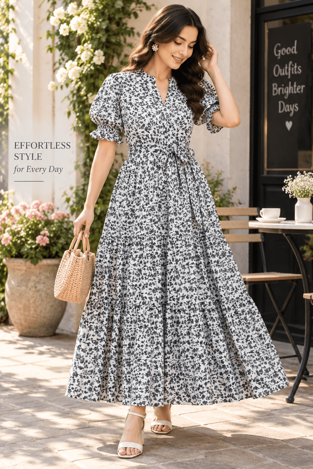 Floral Printed Tie-Waist Tiered Maxi Dress