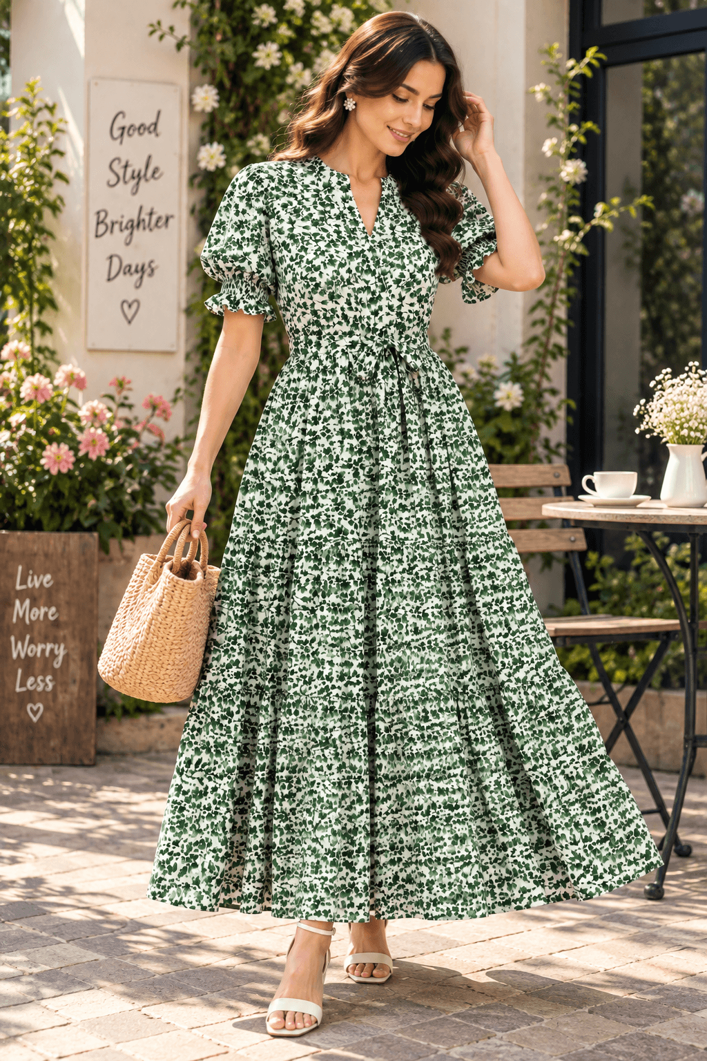 Floral Printed Tie-Waist Tiered Maxi Dress