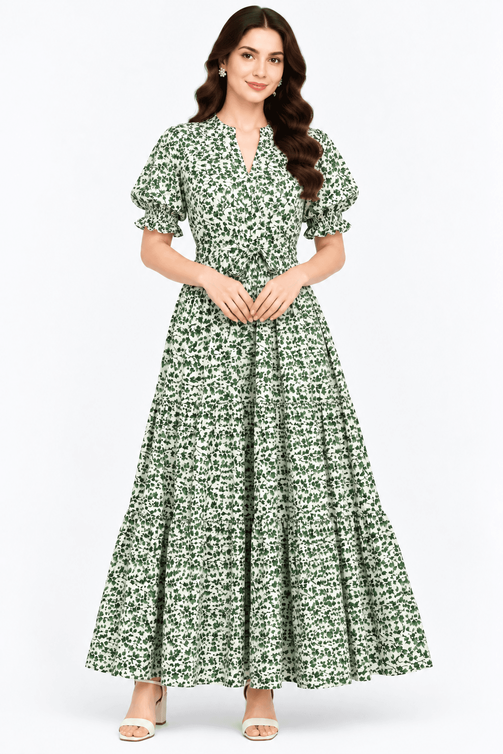 Floral Printed Tie-Waist Tiered Maxi Dress