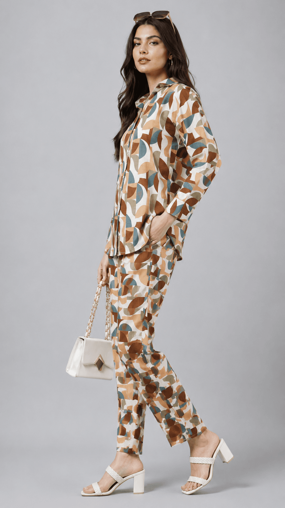 Geometry Printed Shirt and Trousers Co-ord Set