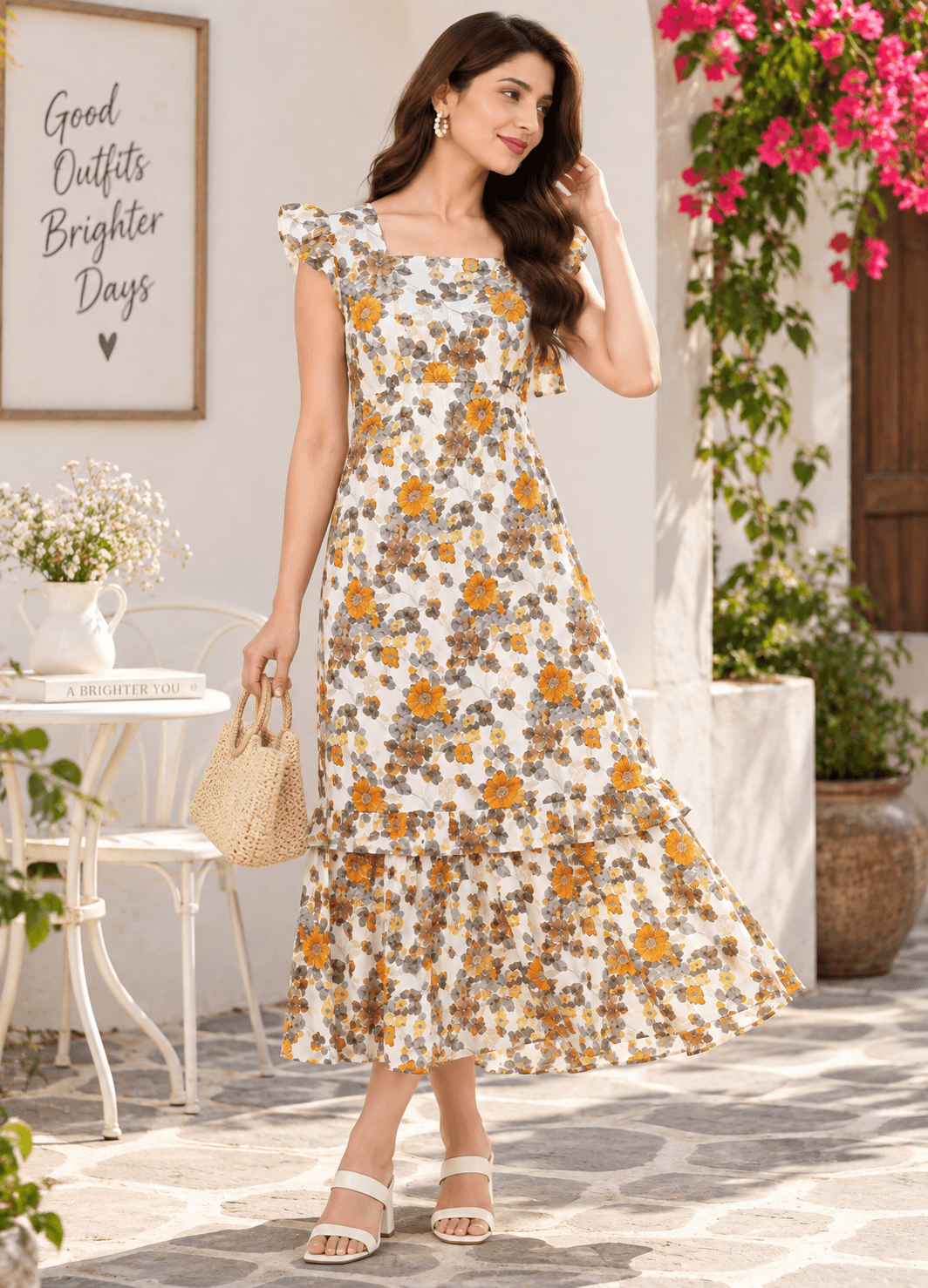 Mustard Floral Maxi Dress