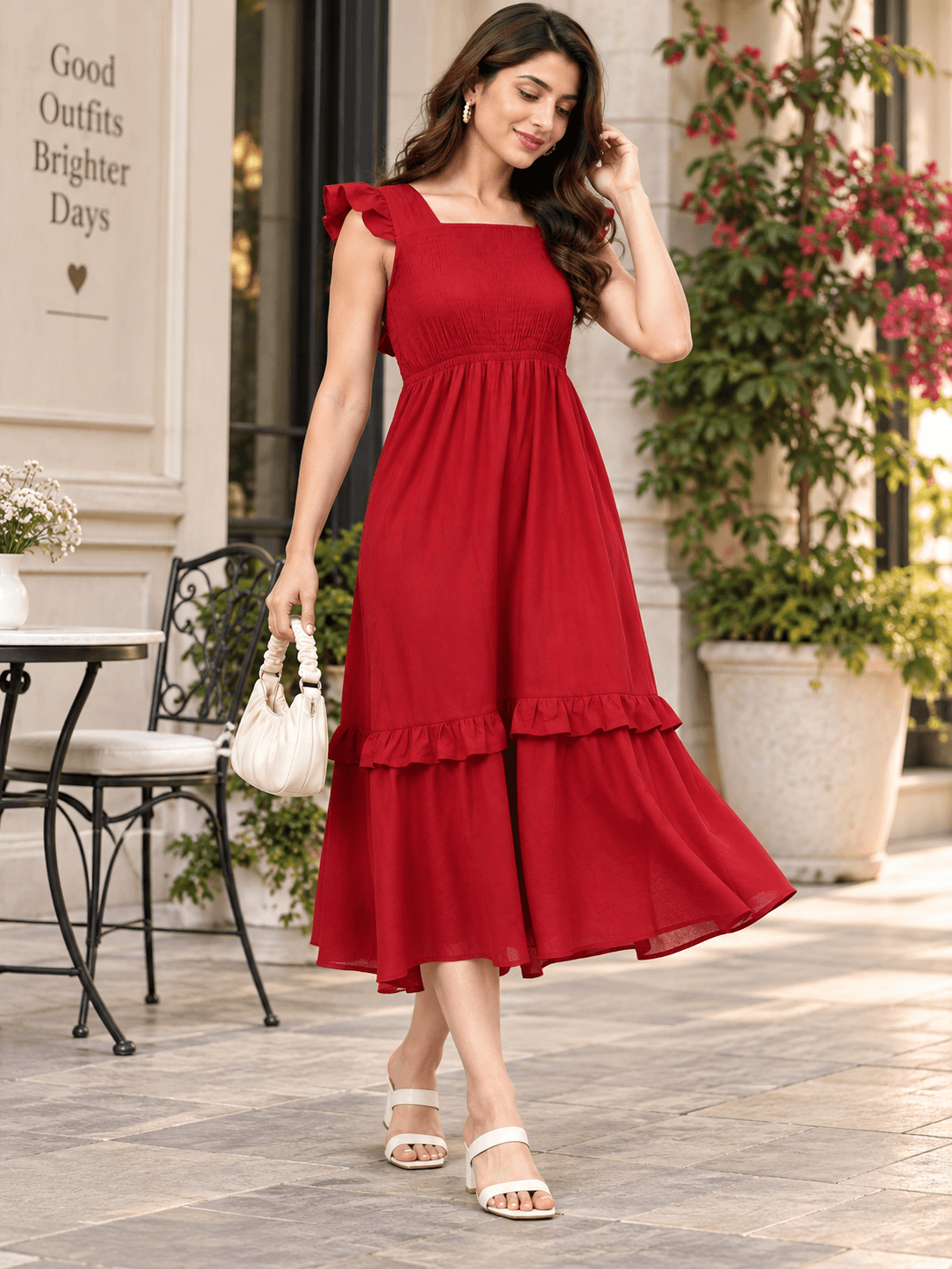 Solid Red Maxi Dress